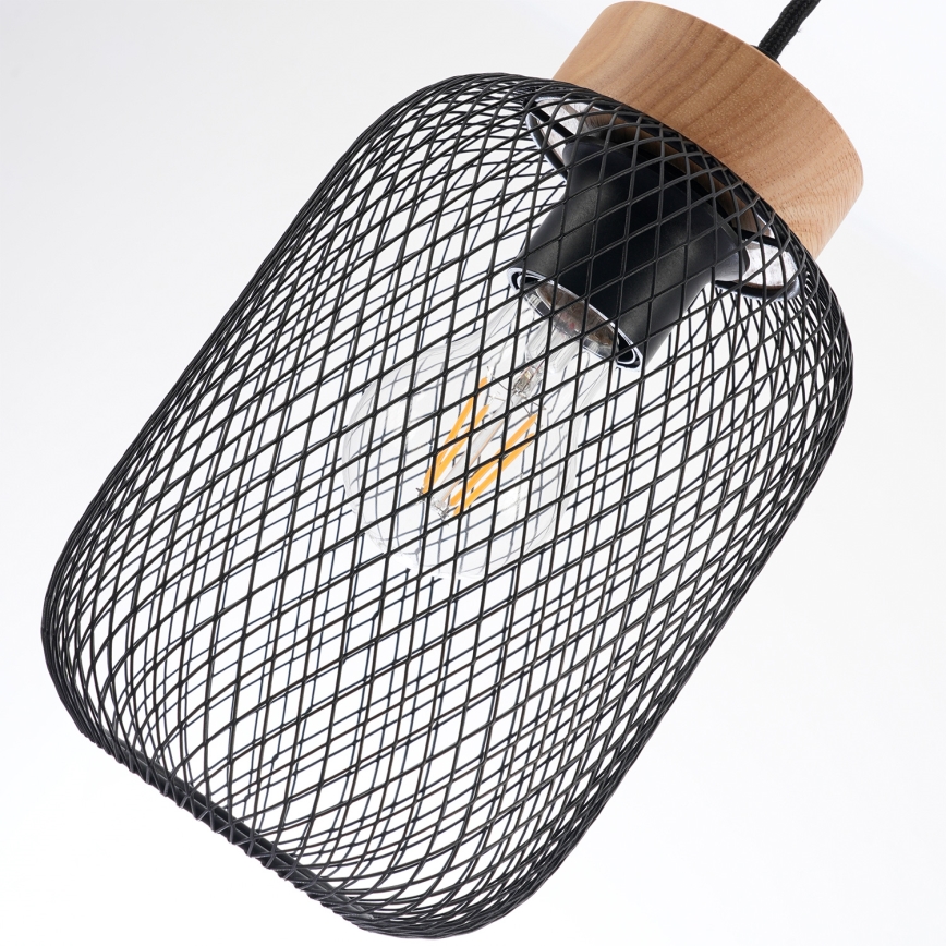 Brilagi - Závesné svietidlo na lanku BASKLITE 3xE27/15W/230V drevo/čierna