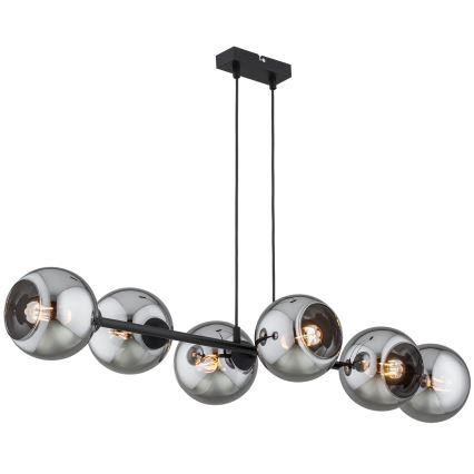 Brilagi - Závesné svietidlo na lanku DIOR 6xE27/60W/230V čierna/dymová šedá