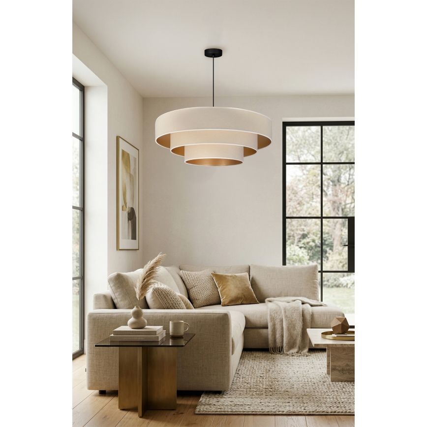 Brilagi - Závesné svietidlo na lanku LUNETA 3xE27/60W/230V pr. 80 cm krémová/zlatá