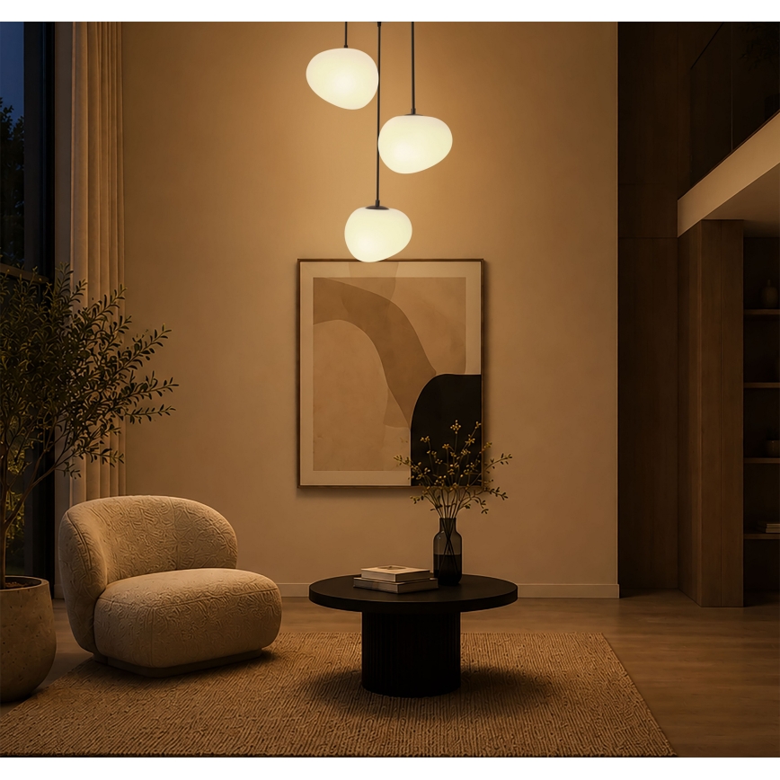 BRILAGI - Závesné svietidlo na lanku PEBBLES 3xE27/40W/230V pr. 42 cm čierna