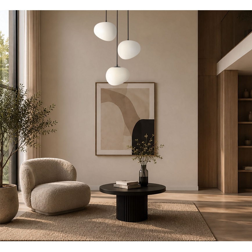 BRILAGI - Závesné svietidlo na lanku PEBBLES 3xE27/40W/230V pr. 42 cm čierna