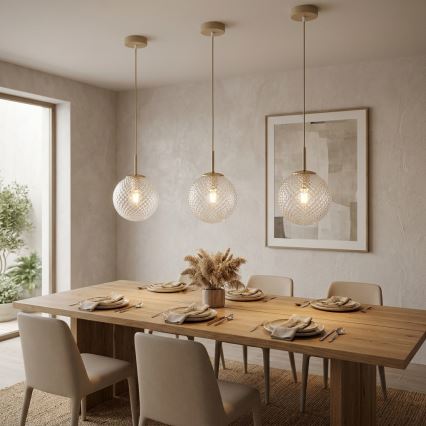 Brilagi - Závesné svietidlo na lanku STELLA 1xE27/60W/230V, priemer 18 cm, béžová/zlatá