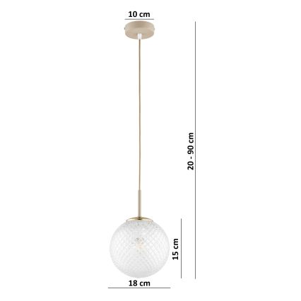 Brilagi - Závesné svietidlo na lanku STELLA 1xE27/60W/230V, priemer 18 cm, béžová/zlatá