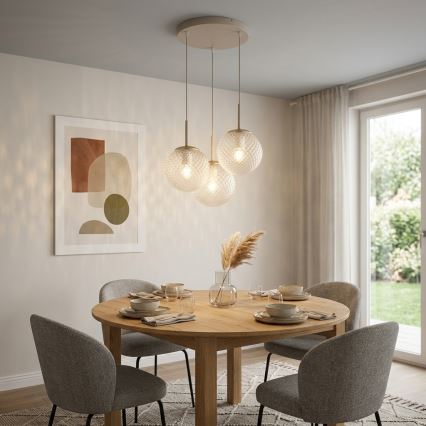 Brilagi - Závesné svietidlo na lanku STELLA 3xE27/60W/230V béžové/zlaté