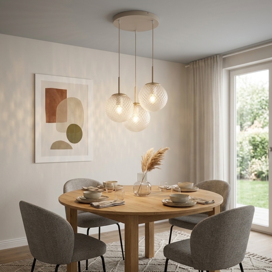 Brilagi - Závesné svietidlo na lanku STELLA 3xE27/60W/230V béžové/zlaté