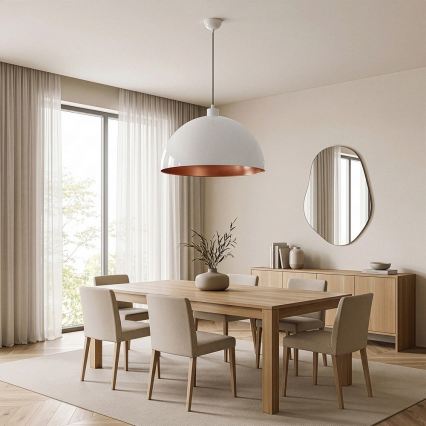 Brilagi - Závesný LED luster METALO na lanku 1xE27/40W/230V priemer 60 cm biela/medená