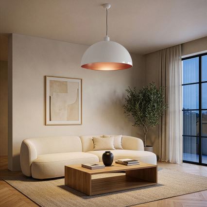 Brilagi - Závesný LED luster METALO na lanku 1xE27/40W/230V priemer 60 cm biela/medená