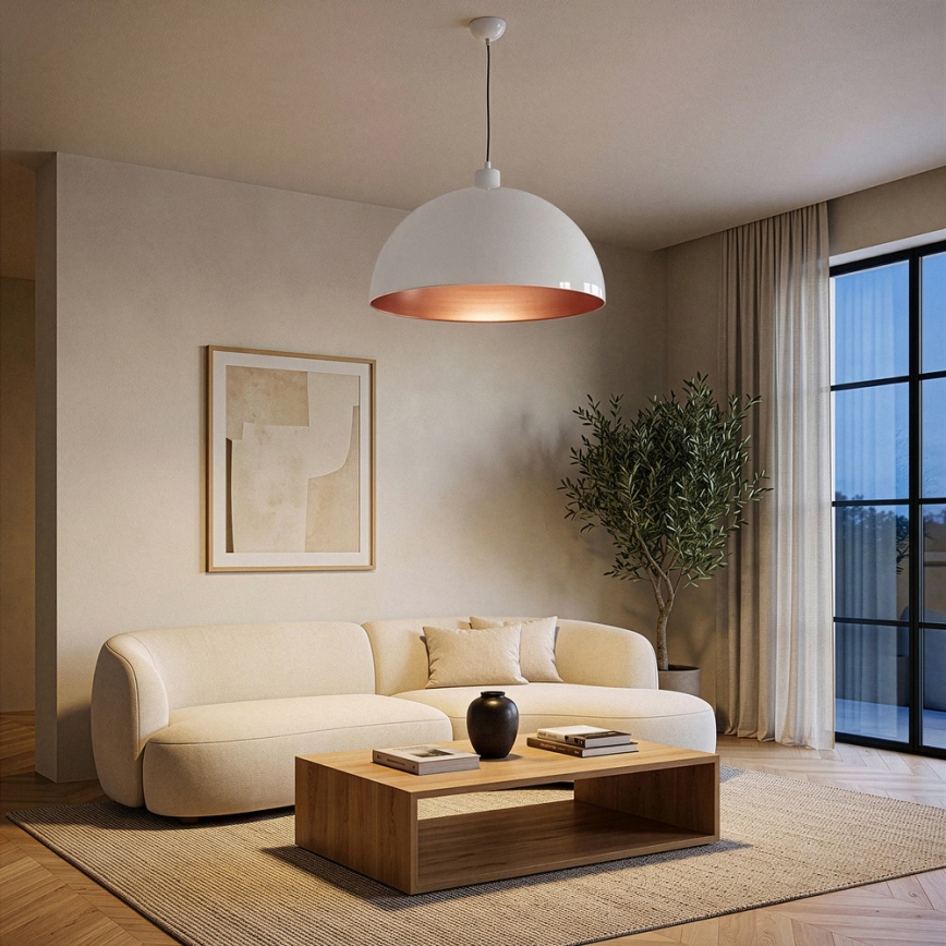Brilagi - Závesný LED luster METALO na lanku 1xE27/40W/230V priemer 60 cm biela/medená