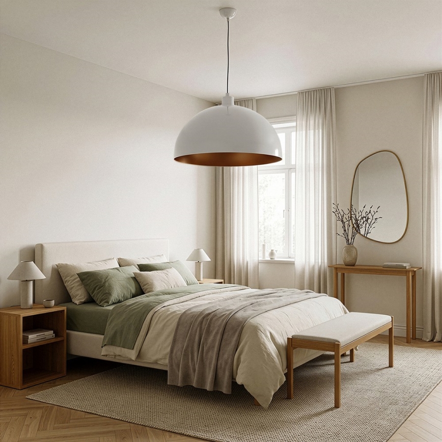 Brilagi - Závesný LED luster METALO na lanku 1xE27/40W/230V priemer 60 cm biela/medená