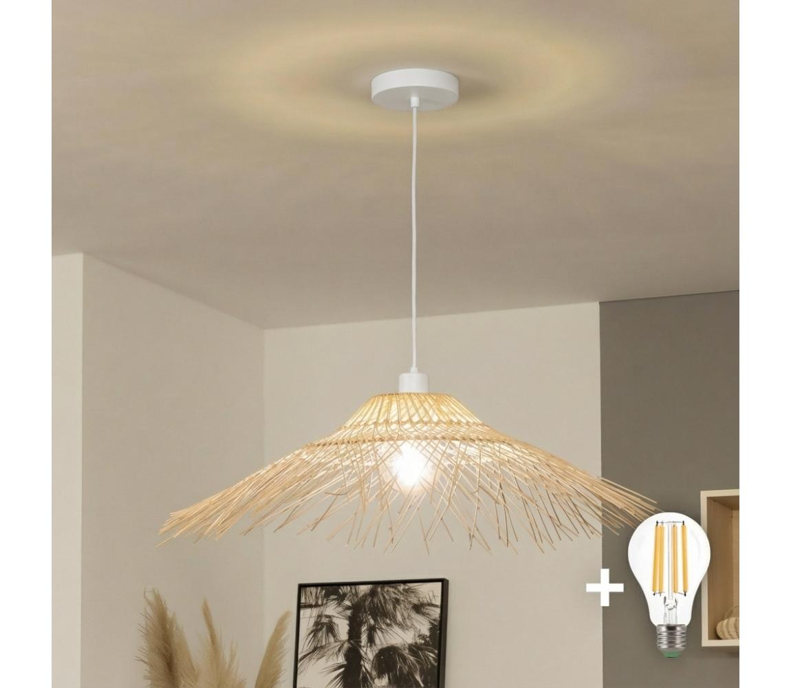 Brilagi - Závesný LED luster na lane CERIA BOHO 1xE27/40W/230V, priemer 70 cm, bambus EG300171+EG781124