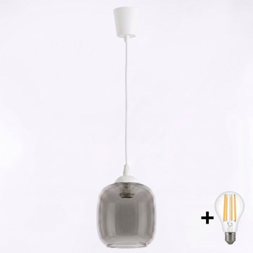 Brilagi - závesný LED luster na lane RETRO GLASS 1xE27/60W/230V priemer 14 cm biela/dymová sivá