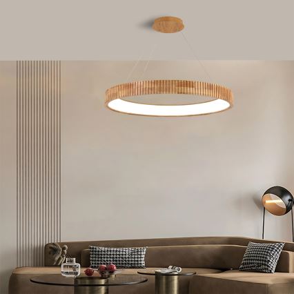 Brilagi - LED luster na lanku FALCON WOOD MODERN LED/60W/230V 3000/4000/6000K pr. 80 cm drevo