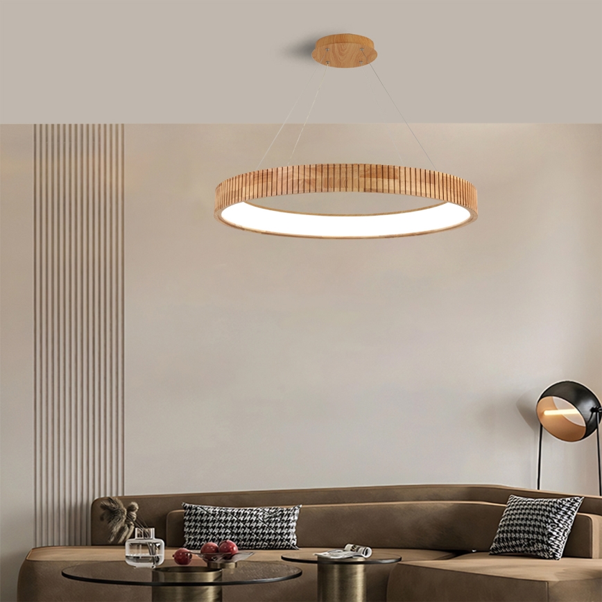 Brilagi - LED luster na lanku FALCON WOOD MODERN LED/60W/230V 3000/4000/6000K pr. 80 cm drevo