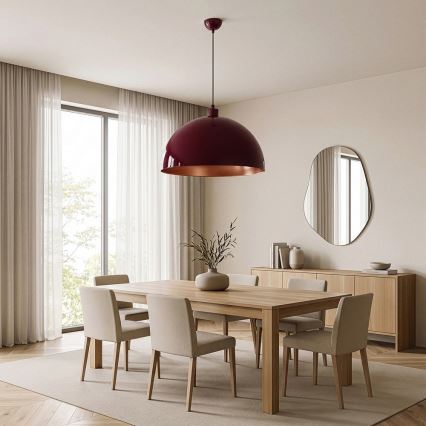 Brilagi - Závesný LED luster na lanku METALO 1xE27/40W/230V pr. 60 cm bordová/medená
