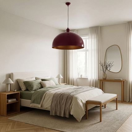 Brilagi - Závesný LED luster na lanku METALO 1xE27/40W/230V pr. 60 cm bordová/medená