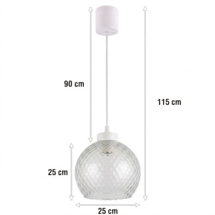 Brilagi - LED luster na lanku RETRO GLASS 1xE27/60W/230V priemer 25 cm biela/dymovo-sivá