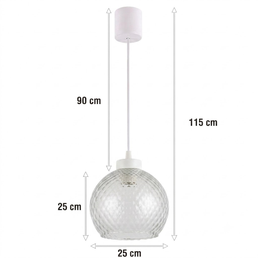 Brilagi - LED luster na lanku RETRO GLASS 1xE27/60W/230V priemer 25 cm biela/dymovo-sivá