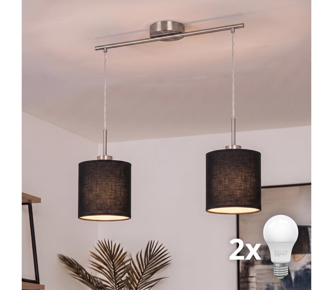 Brilagi - Závesný LED luster NUBILA 2xE27/60W/230V čierny EG32519+2xBG1581