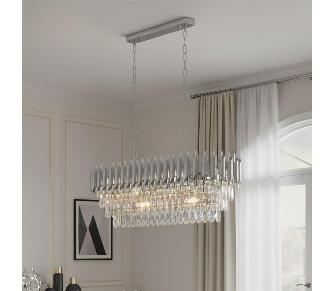 Brilagi - Závesný luster ECLIPSE na reťazi 10xE14/10W/230V 78x28 cm strieborný BG72447