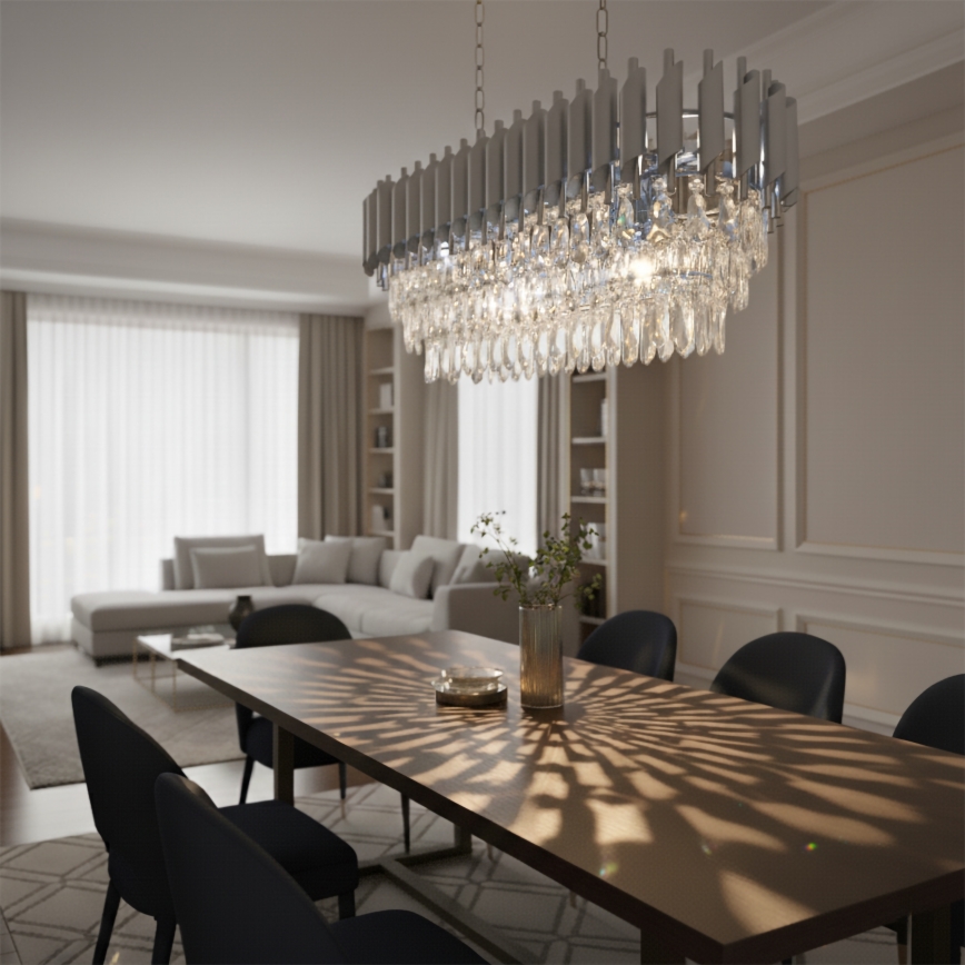 Brilagi - Závesný luster ECLIPSE na reťazi 10xE14/10W/230V 78x28 cm strieborný