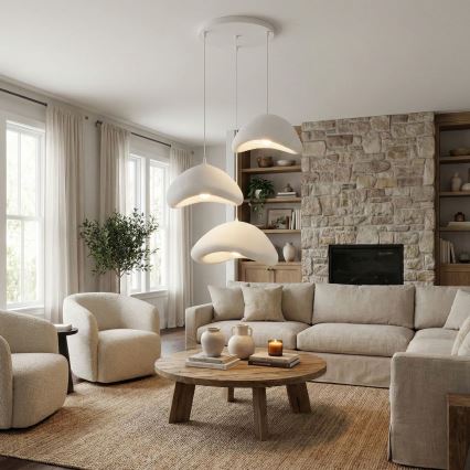 Brilagi - Závesný luster LUNA na lanku 3xE27/40W/230V pr. 82 cm biely