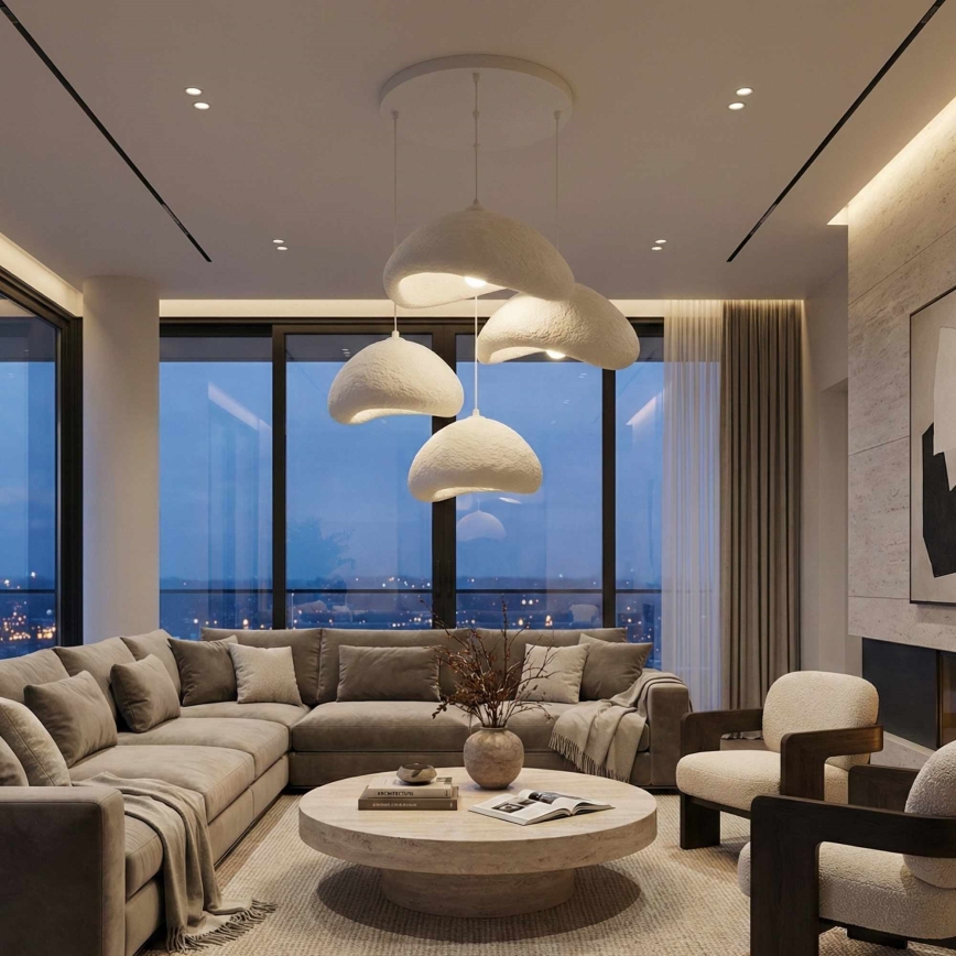 Brilagi - Závesný luster LUNA na lanku 4xE27/40W/230V pr. 90 cm, biely