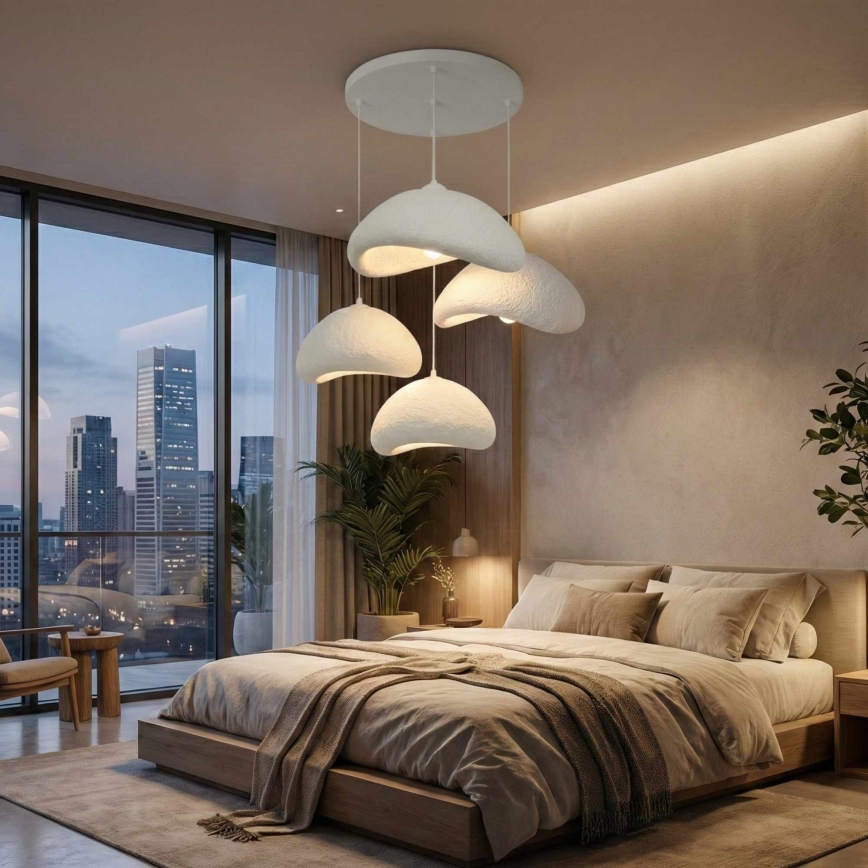 Brilagi - Závesný luster LUNA na lanku 4xE27/40W/230V pr. 90 cm, biely