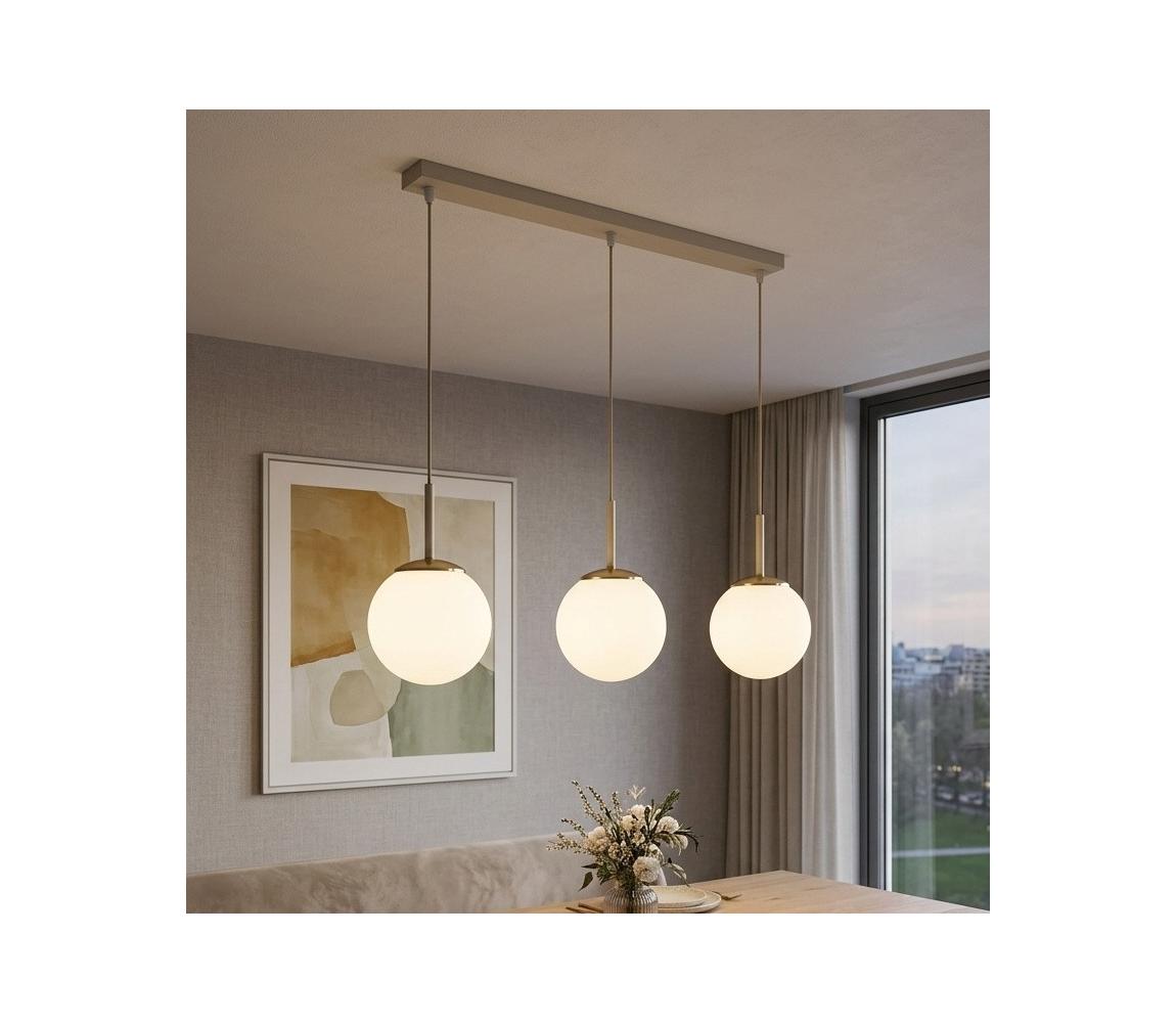 Brilagi - Závesný luster MILO na lanku 3xE27/60W/230V béžová/zlatá 75-004B