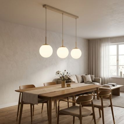 Brilagi - Závesný luster MILO na lanku 3xE27/60W/230V béžová/zlatá