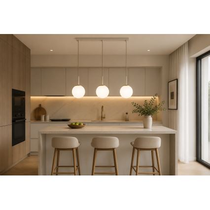 Brilagi - Závesný luster MILO na lanku 3xE27/60W/230V béžová/zlatá