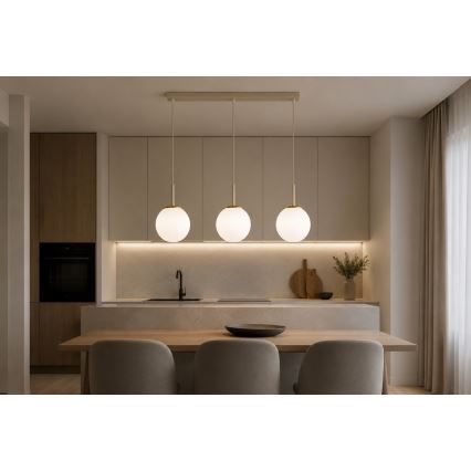 Brilagi - Závesný luster MILO na lanku 3xE27/60W/230V béžová/zlatá