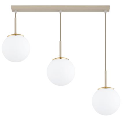 Brilagi - Závesný luster MILO na lanku 3xE27/60W/230V béžová/zlatá