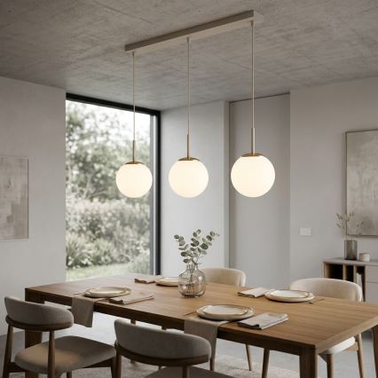 Brilagi - Závesný luster MILO na lanku 3xE27/60W/230V béžová/zlatá