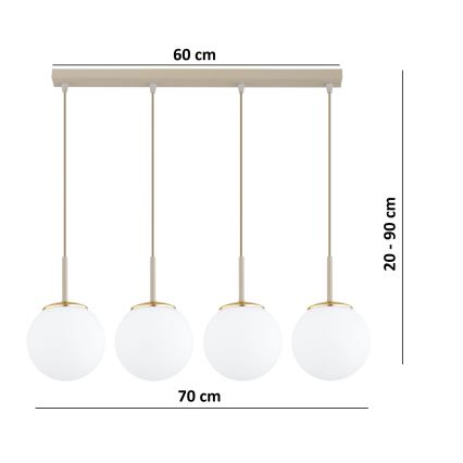 Brilagi - Závesný luster MILO na lanku 4xE27/60W/230V béžová/zlatá
