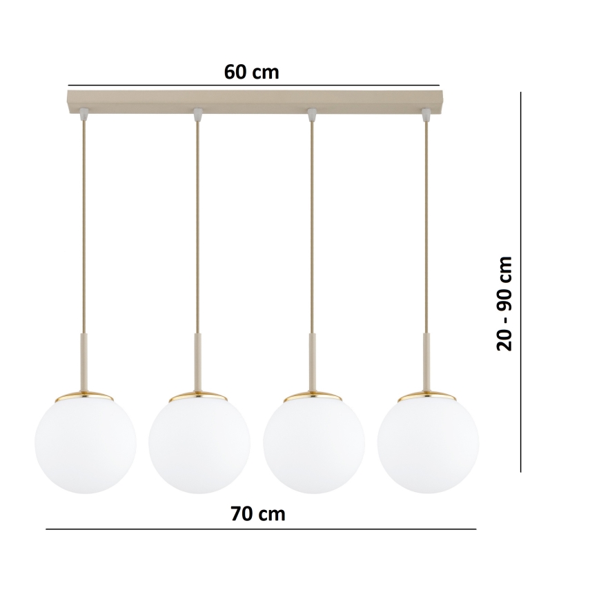 Brilagi - Závesný luster MILO na lanku 4xE27/60W/230V béžová/zlatá
