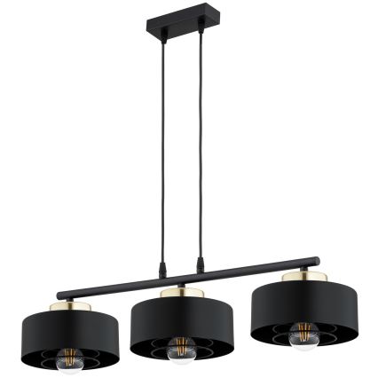 Brilagi - Závesný luster na kábli 3xE27/60W/230V čierna/zlatá