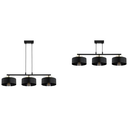 Brilagi - Závesný luster na kábli 3xE27/60W/230V čierna/zlatá