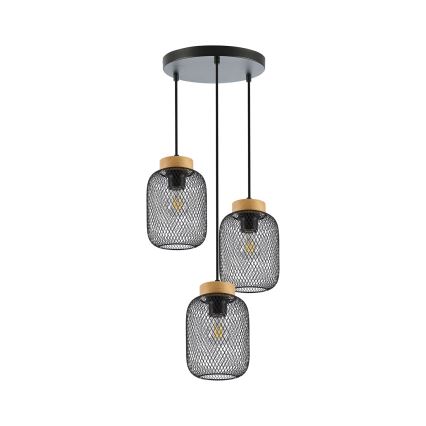 Brilagi - Závesný luster na lane BASKLITE 3xE27/15W/230V kaučukovník/čierna