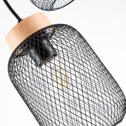 Brilagi - Závesný luster na lane BASKLITE 3xE27/15W/230V kaučukovník/čierna