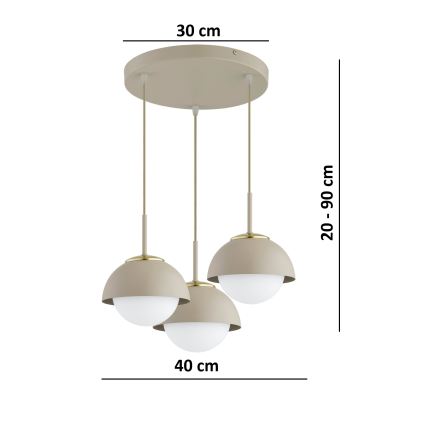 Brilagi - Závesný luster na lane COSMO 3xE27/60W/230V béžová/zlatá