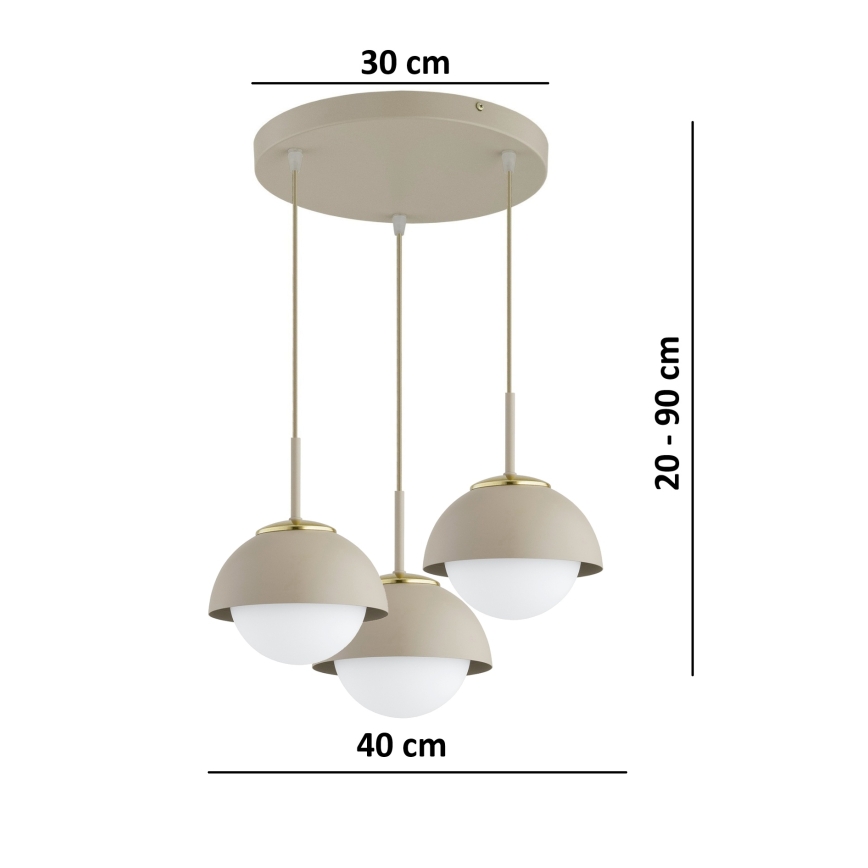 Brilagi - Závesný luster na lane COSMO 3xE27/60W/230V béžová/zlatá