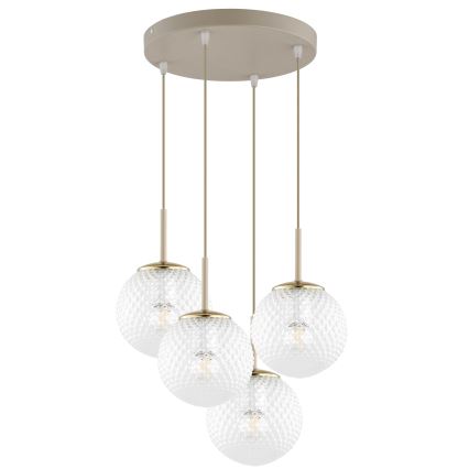 Brilagi - Závesný luster na lane STELLA 4xE27/60W/230V béžová/zlatá
