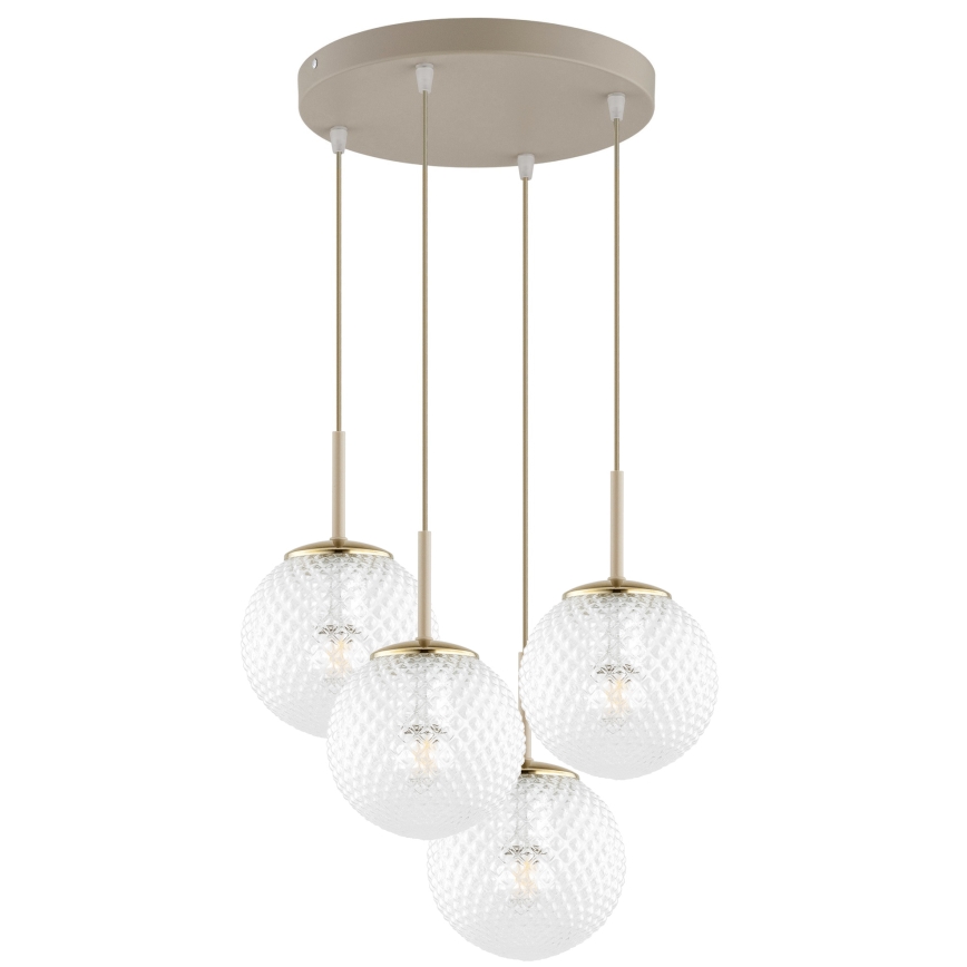 Brilagi - Závesný luster na lane STELLA 4xE27/60W/230V béžová/zlatá