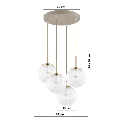Brilagi - Závesný luster na lane STELLA 4xE27/60W/230V béžová/zlatá