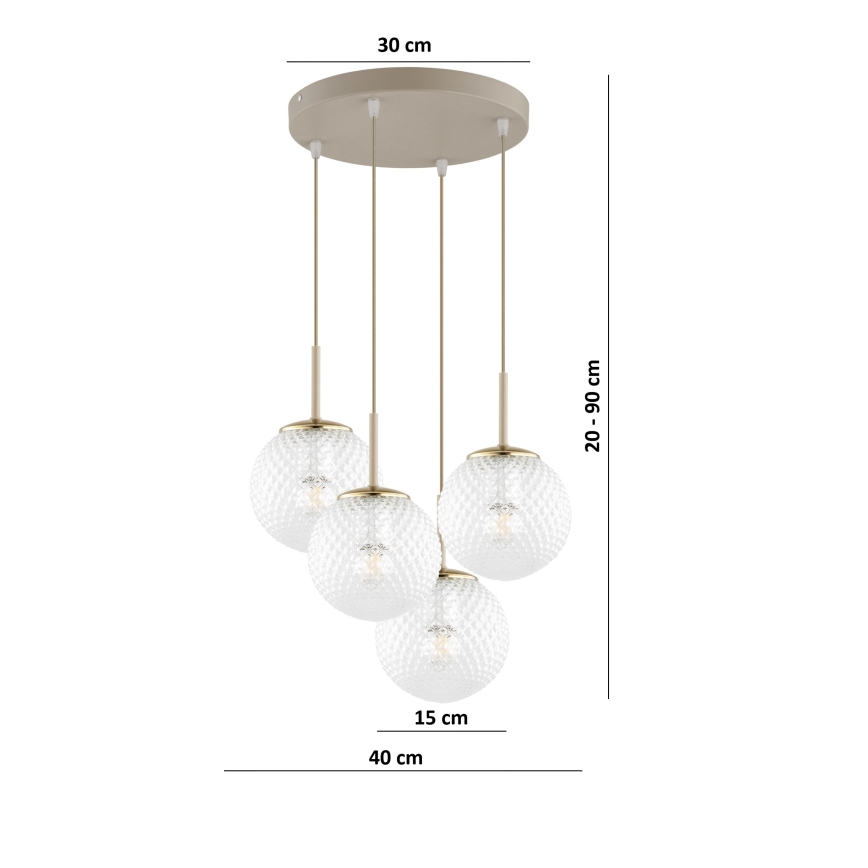 Brilagi - Závesný luster na lane STELLA 4xE27/60W/230V béžová/zlatá
