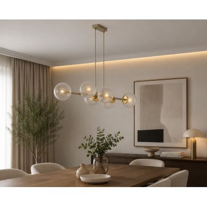 Brilagi - Závesný luster na lane STELLA 6xE27/60W/230V béžová/zlatá