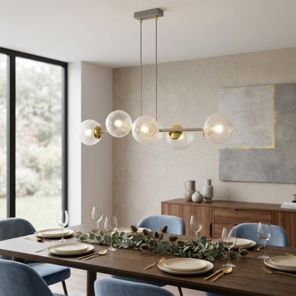Brilagi - Závesný luster na lane STELLA 6xE27/60W/230V béžová/zlatá