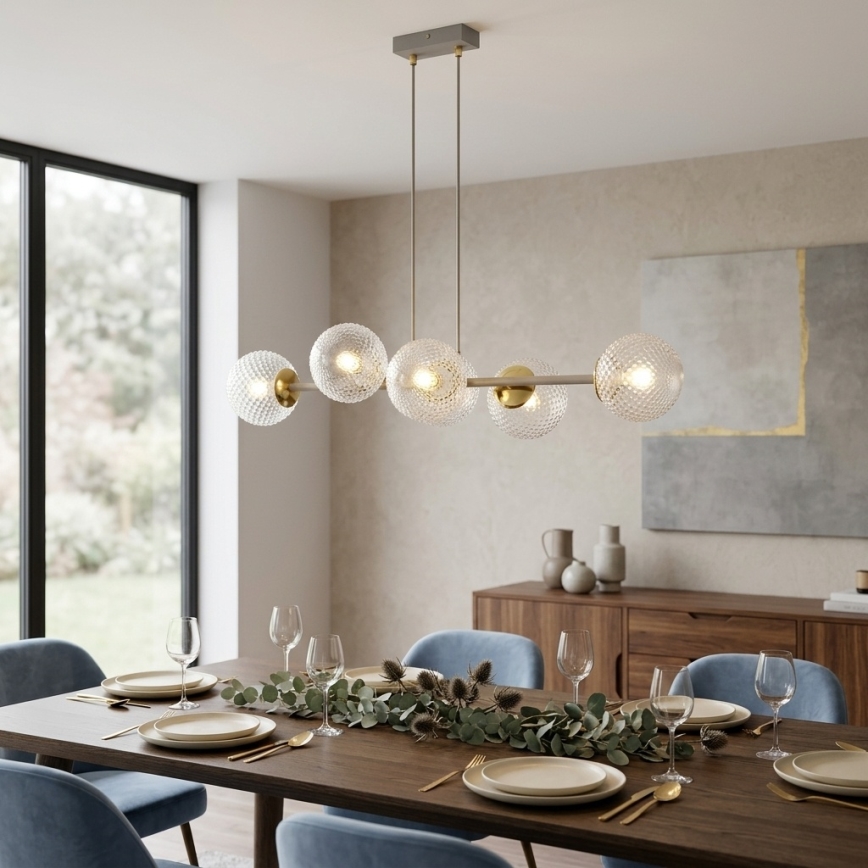 Brilagi - Závesný luster na lane STELLA 6xE27/60W/230V béžová/zlatá