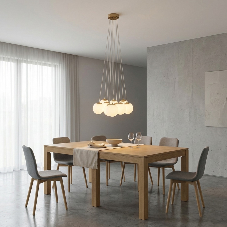 Brilagi - Závesný luster na lankách GLOBE 10xE14/15W/230V biely