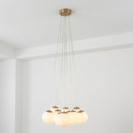 Brilagi - Závesný luster na lankách GLOBE 10xE14/15W/230V biely